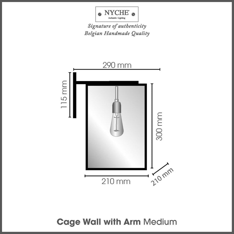 Cage wall with arm medium Brass Dark